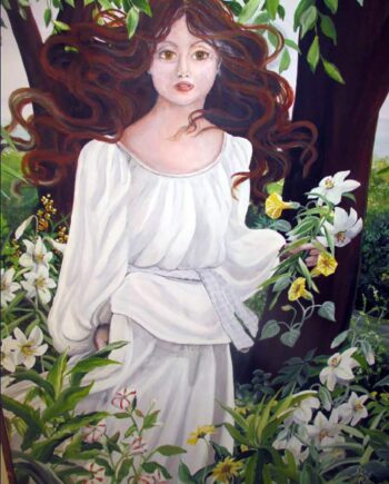 Oil Painting Woman in the Garden by Susan Rios