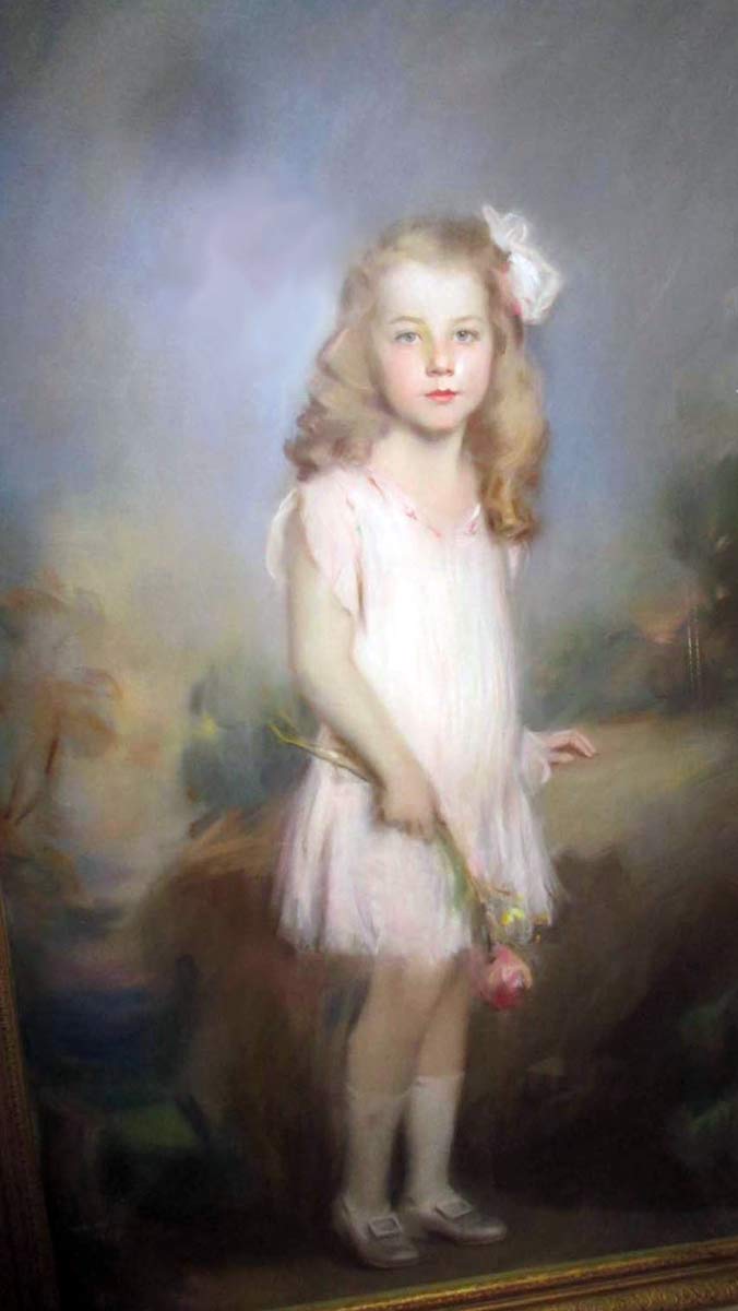 Something So Sweet, portrait of Jane Kaufman - a pastel painting by Artur Lajos Halmi