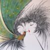 Hisashi Otsuka the renowned artist with the Royal Kiss serigraph print on silk paper