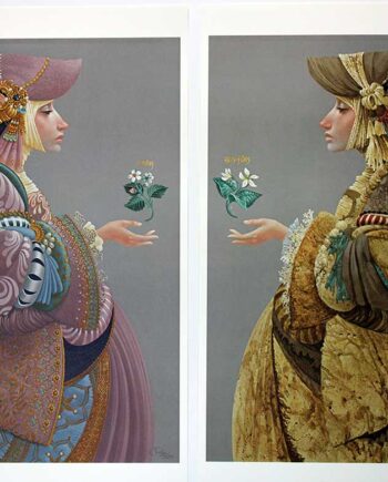 James C. Christensen limited edition color lithographs titled Two Sisters