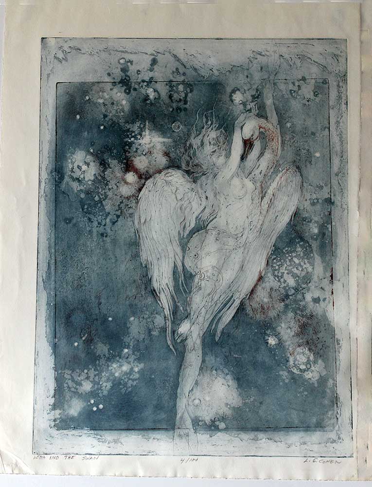 L.G. Cohen limited edition lithograph titled Leda and the Swan