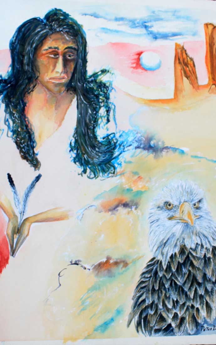 Eagle Spirit. This is a watercolor/acrylic on paper, Painted by International Artist; Peter Daniels
