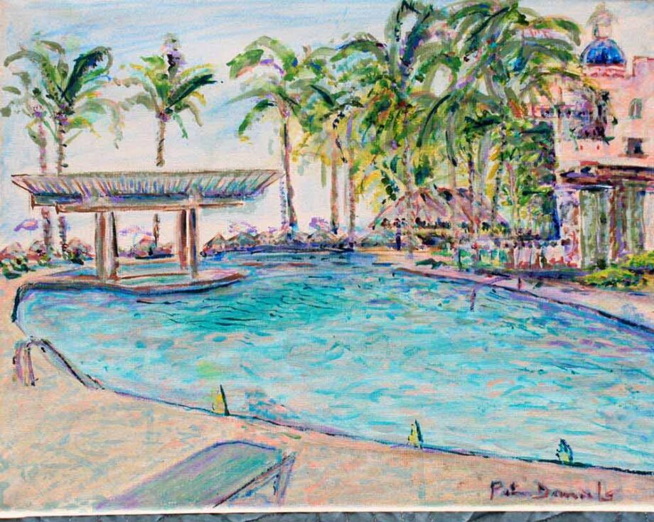 Poolside - Original Acrylic Painting by Peter Daniels