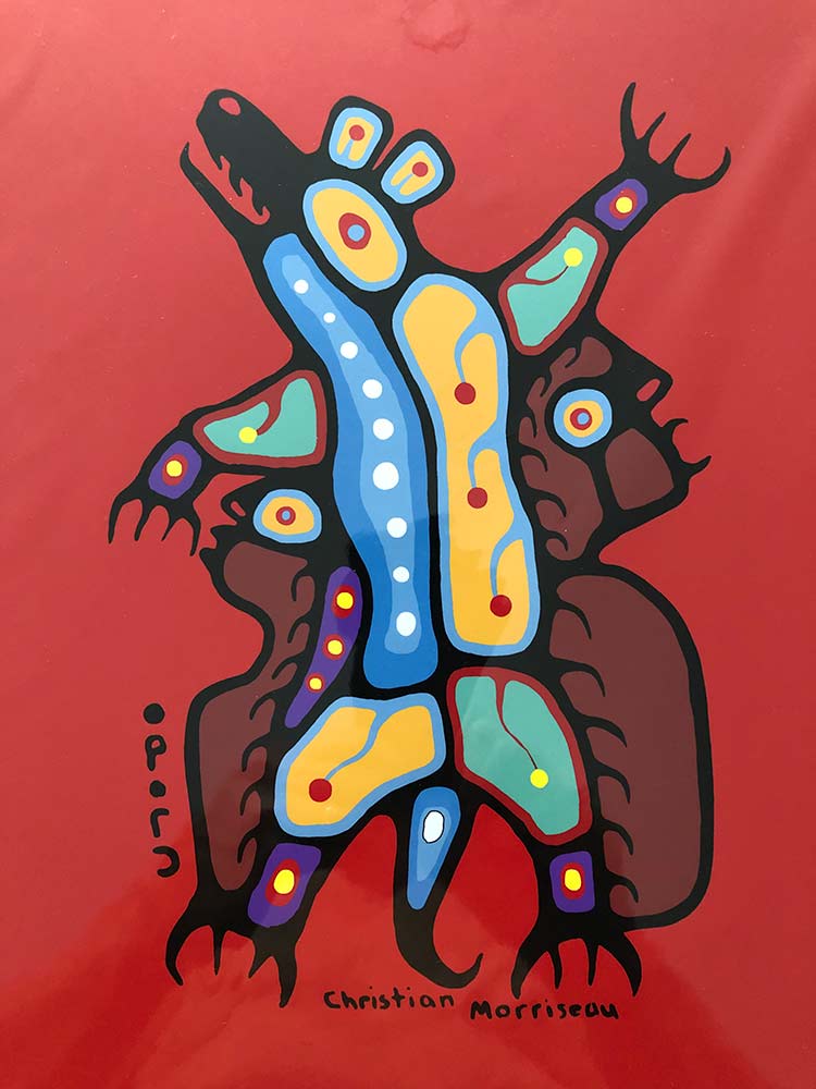 Boy Turns Into Bear a limited edition print by Christian Morrisseau noted Native American Ojibwe Artist