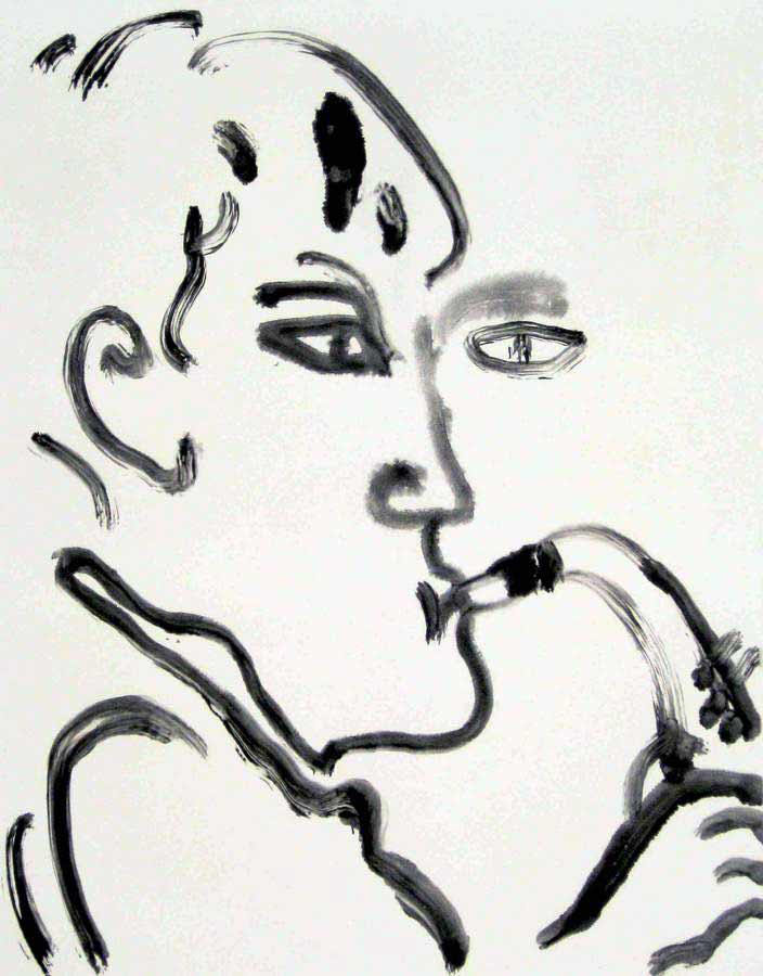 Misterioso a monotype print by Arthur Secunda part of the Jazz Suite