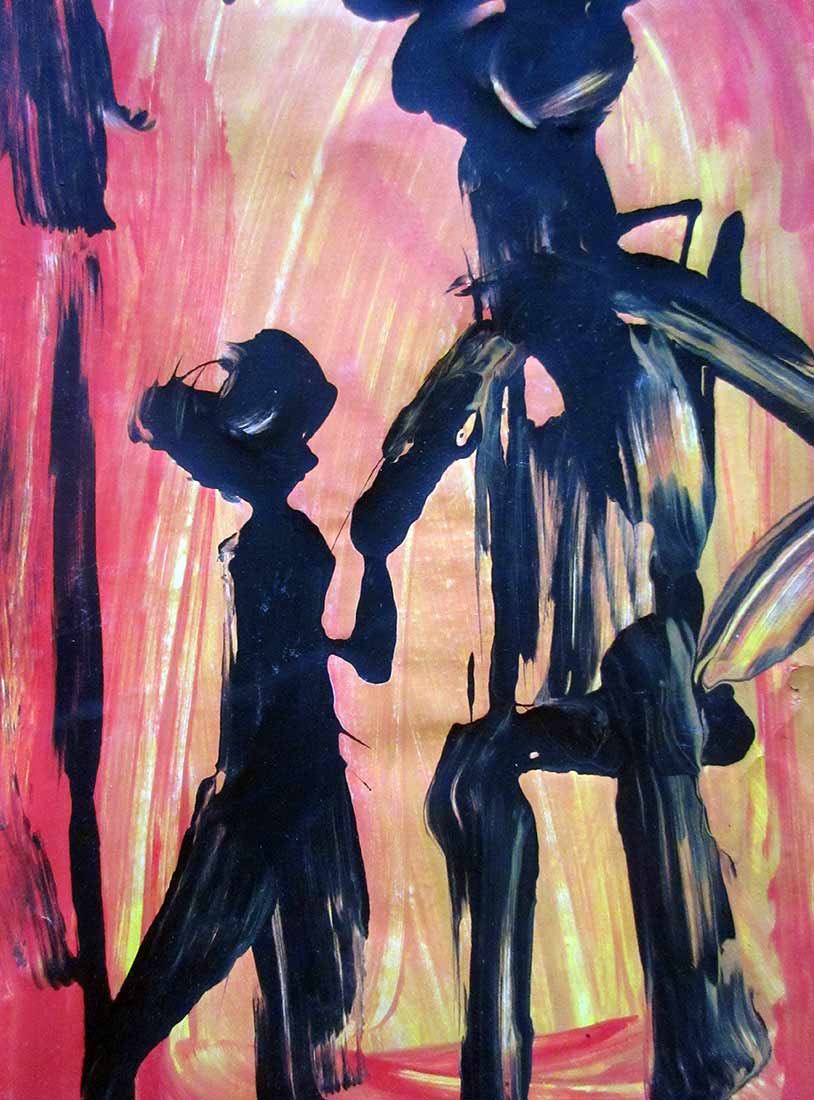Abstract Oil Painting - Abstract Portrait of Two Figures by Japanese-Brazilian Manabu Mabe