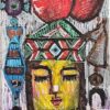 Muruvvet Durak a mixed-media art painting on canvas titled Amulets and Symbols