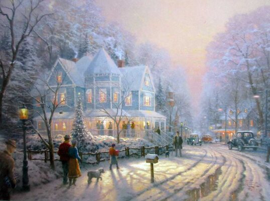 Thomas Kinkade | A Holiday Gathering Lithographic Print