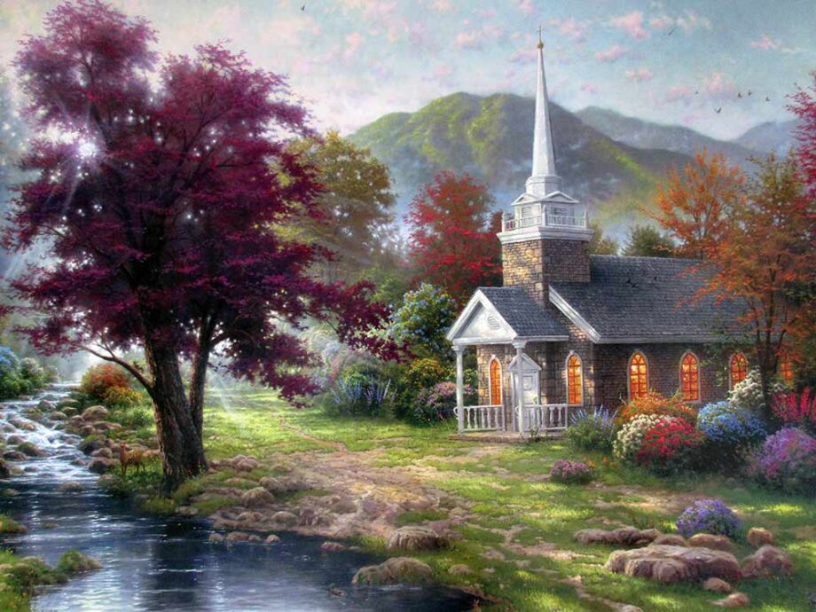 Thomas Kinkade the Painter of Light titled Streams of Living Water part of the Chapels of Nature III series