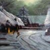 Hans Dahl - Winter Landscape Scene - oil on board