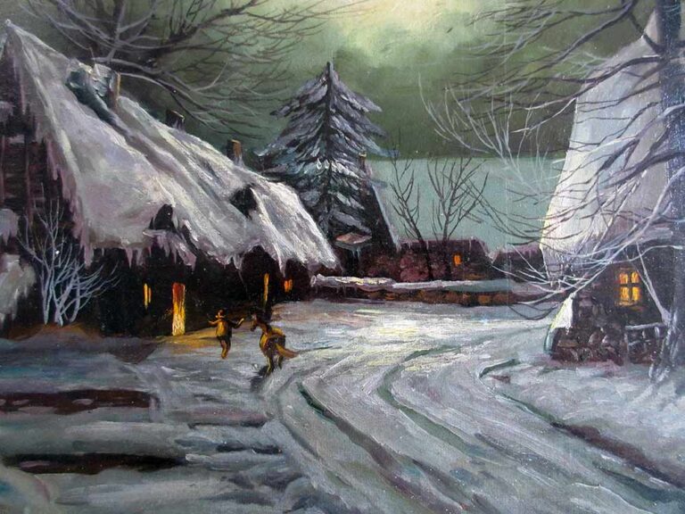 Hans Dahl | Winter Landscape Scene- Oil Painting on Board