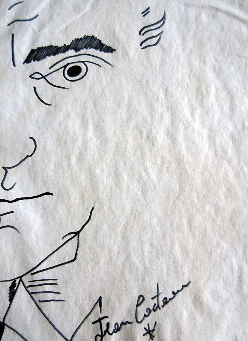 Self Portrait - drawing ink on paper by artist Jean Cocteau