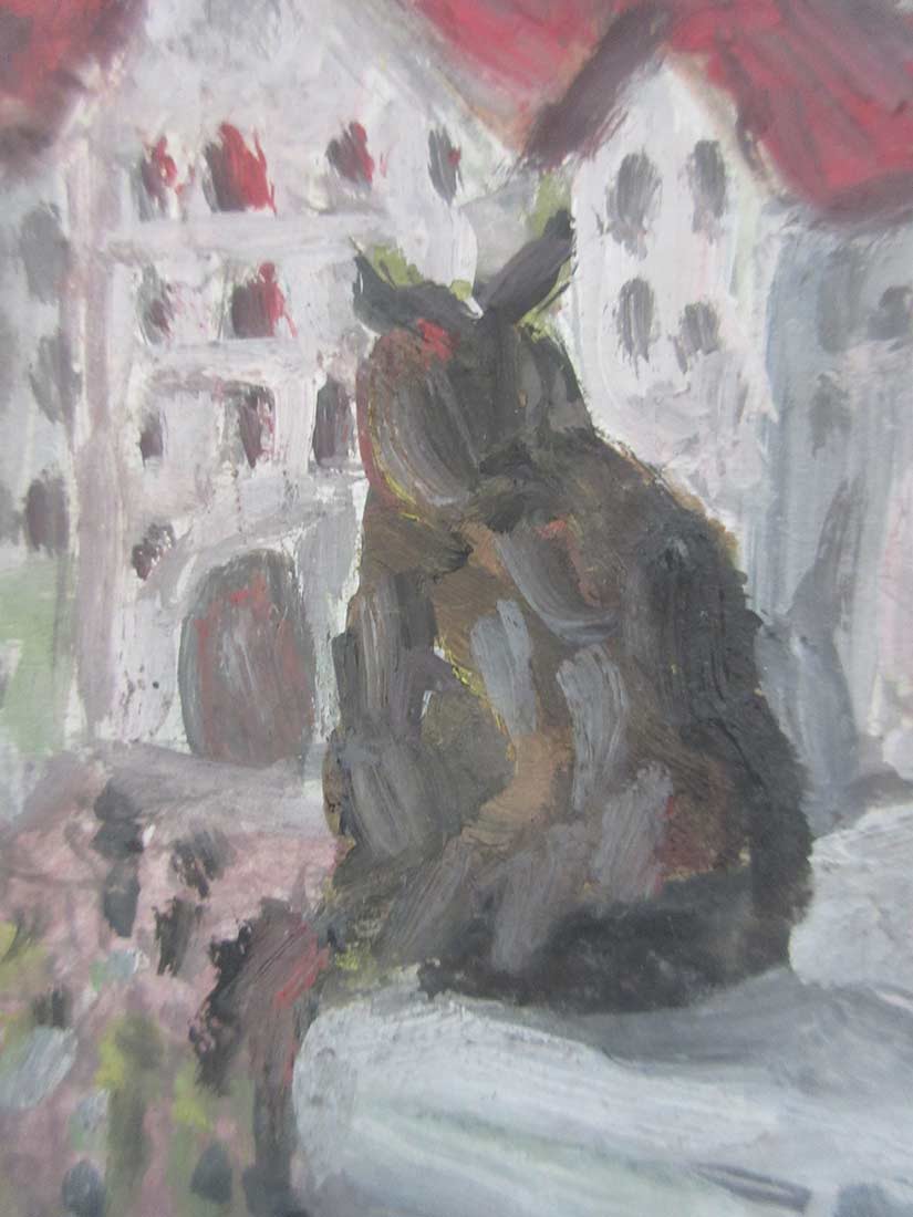 Perched Owl a Mixed-Media painting on Board by Chaim Soutine