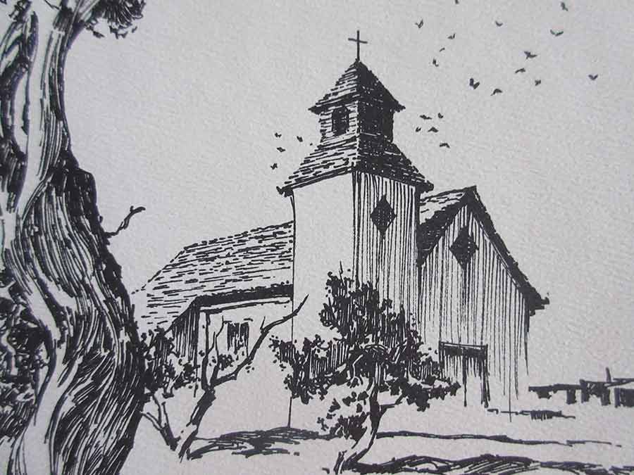 Church Tubac - Lithographic Print on Archival Paper by Hugh Cabot III