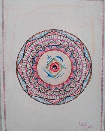 Combination of oil pastel and color pens gave birth to "Peace" created by Neeti Bisht. Peace which is required today around the globe. The design in Mandela artform is made for healing purposes.