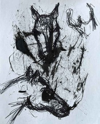 n0F@ / Mother’s Milk - {$M} Drawing Ink on Paper by noted Israeli artist Leni Smoragdova
