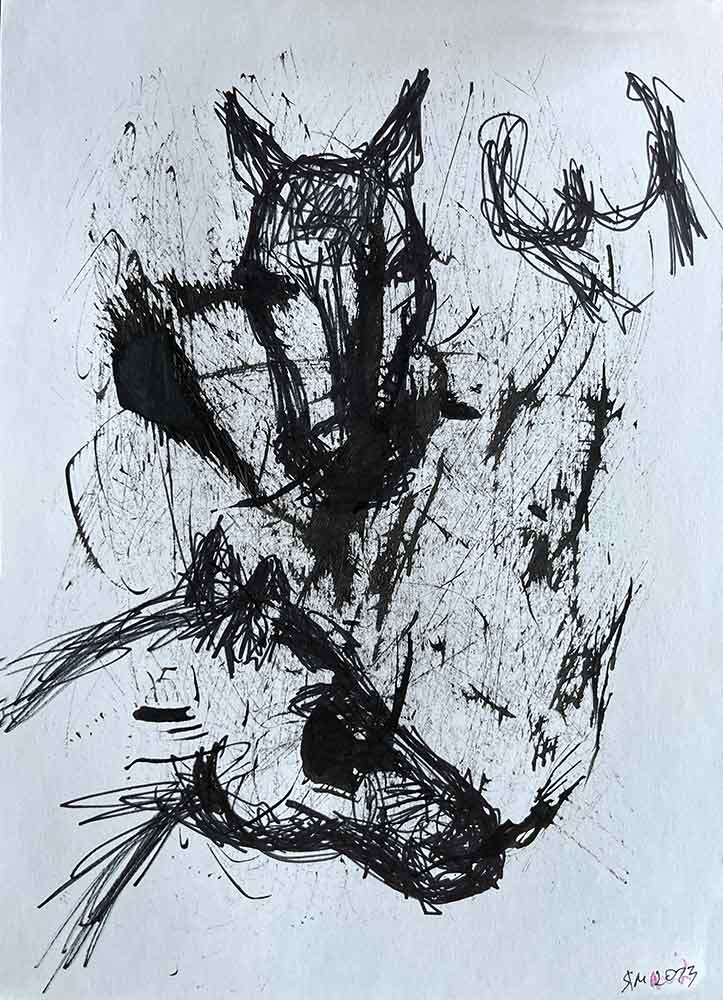 n0F@ / Mother’s Milk - {$M} Drawing Ink on Paper by noted Israeli artist Leni Smoragdova