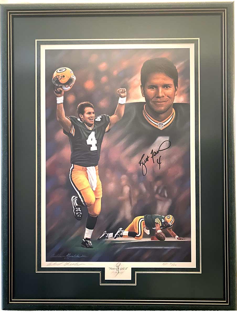 Heart of Gold II, a Limited Edition artist proof, Celebrating Brett Favre, a two-time NFL Most Valuable Player. Created by Andrew Goralski