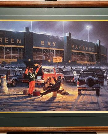 Cold weather means nothing to Packer fans! They are among the most "Diehard" fans on the planet, as depicted by this whimsical print by Don Kloetzke. This print is a signed and numbered Limited edition. Available now from Art Agents International Collectibles division where creative and valuable collectibles are bought, sold, resold, brokered, and listed in a secure and private manner globally