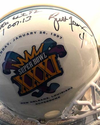 Super Bowl XXXI Autographed Helmet, part of the "Leaders of The Pack" series. Personally signed by Brett Favre and Reggie White