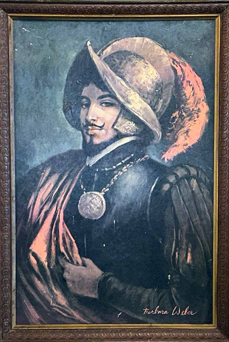 Oil Painting on Board by noted artist Barbara Weber titled Conquistador - Available now from Art Agents International where fine art paintings and prints are bought, sold, resold, brokered, and listed in a secure and private manner globally