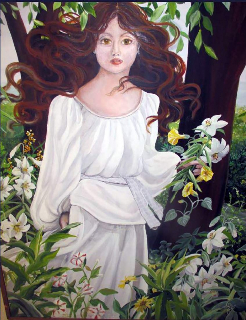 Woman in the Garden by Susan Rios an oil painting available on ArtAgentsInternational.com where creative art is bought and sold in a secure and private manner Oil Painting Woman in the Garden by Susan Rios