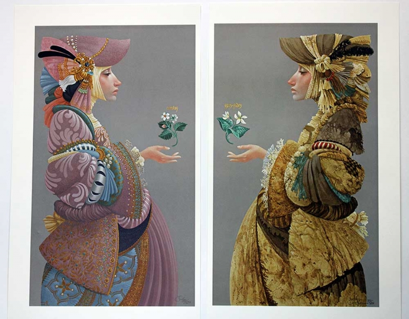 James C. Christensen limited edition color lithographs titled Two Sisters -available now from Art Agents International where cool and creative art of all types is bought and sold in a personal and secure manner James C. Christensen limited edition color lithographs titled Two Sisters