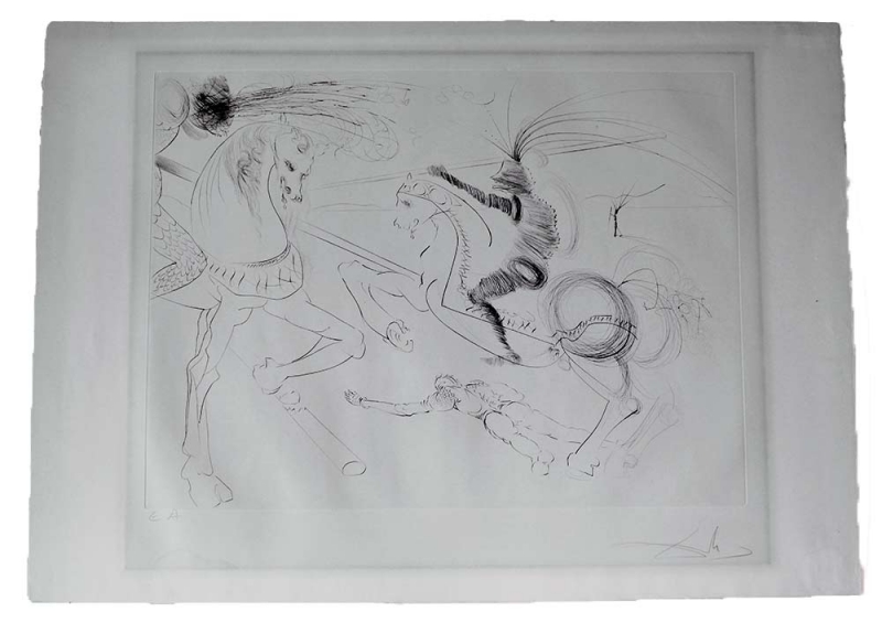 Sketch on Watercolor paper by Salvador Dali- EA Artists Proof - available now from ArtAgentsInternational.com where unique art is bought and sold in a secure and personal manor Sketch on Watercolor paper by Salvador Dali- EA Artists Proof