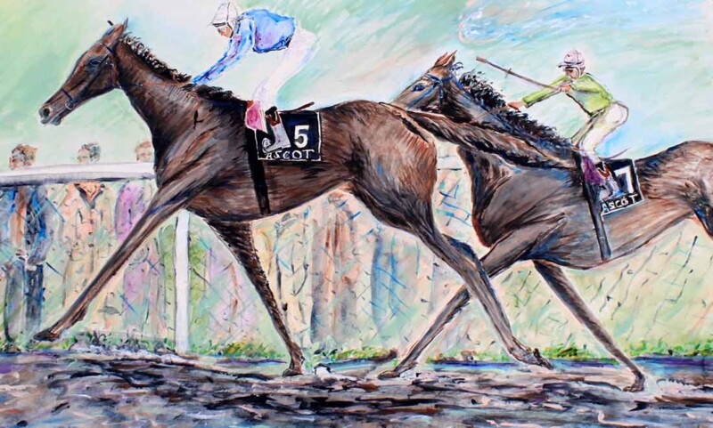 Race Horse Painting And they are off! Watercolor by Peter Daniels