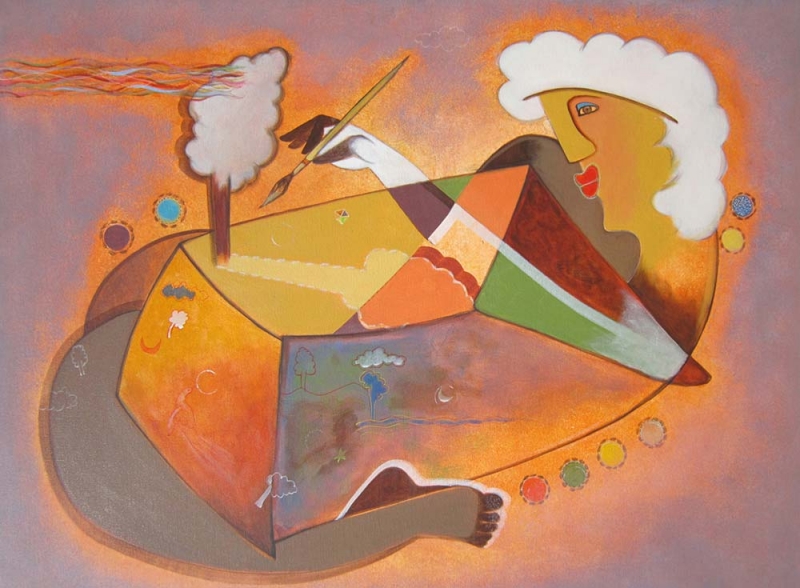 Nature and Artist is an acrylic painting on canvas by the artist Rajesh Choudhari available now directly from Rajesh Choudhari through ArtAgentsInternational.com where great art is bought, sold, and brokered in a private and secure manner worldwide Nature and Artist is an acrylic painting on canvas by the artist Rajesh Choudhari